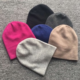 Pure Cashmere Hat Blue Black Color Winter Cashmere Hat 